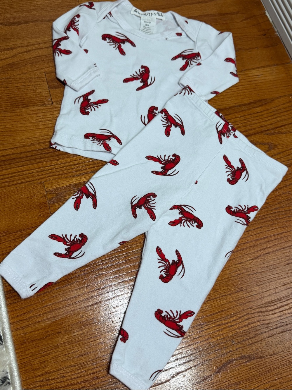 Thingamajiggies4Kids Baby 6M Lobster Crawfish Print Shirt Pants Set Made USA